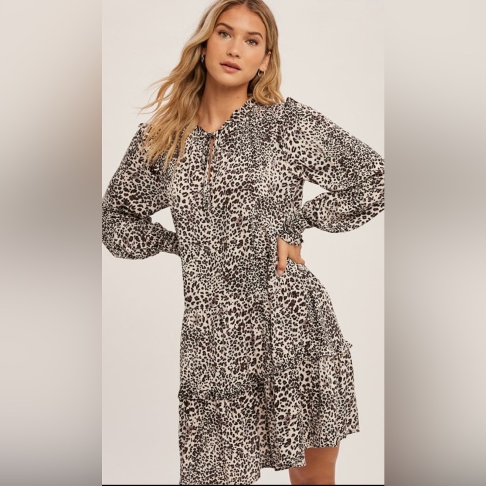 Annabel Ivory Black Leopard Print Tunic Dress